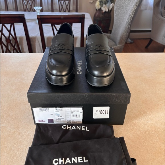 CHANEL Shoes - CHANEL Black Leather Men's Penny Loafers with Signature CC